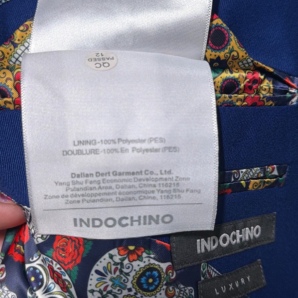 Indochino Custom Suit Mens 46R 43x27 Wool Cashmere Skull Bespoke Luxury Wedding - Picture 10 of 16
